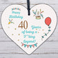 40th Birthday Gift Funny Wood Heart Dad Mum Sister Brother Gift 40th Decoration