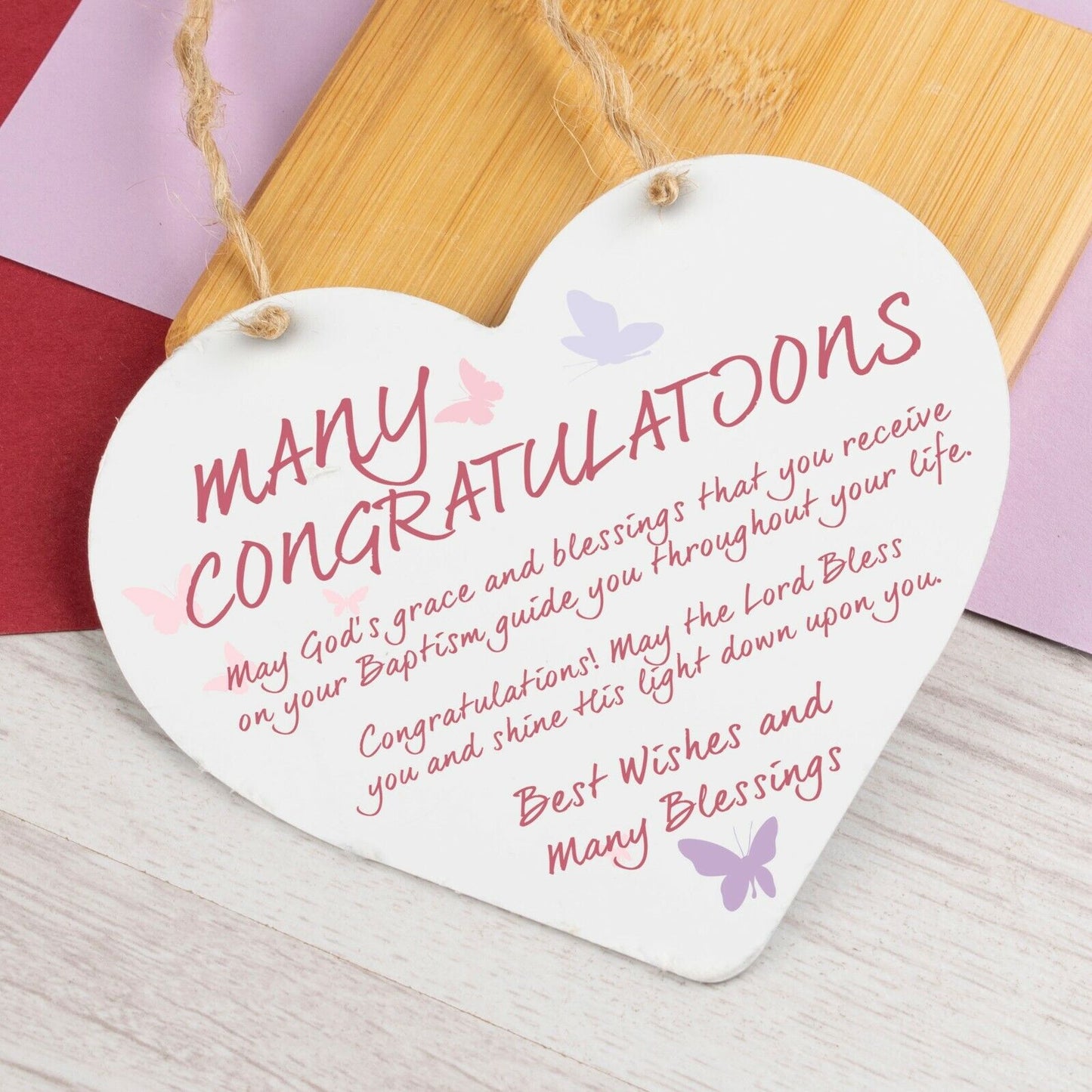 Congratulations Gift Heart Hanging Sign Gift Novelty Baptism Gifts