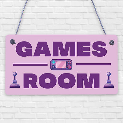 Games Room Man Cave Hanging Plaque Gift For Him Boys Bedroom Plaque Sign