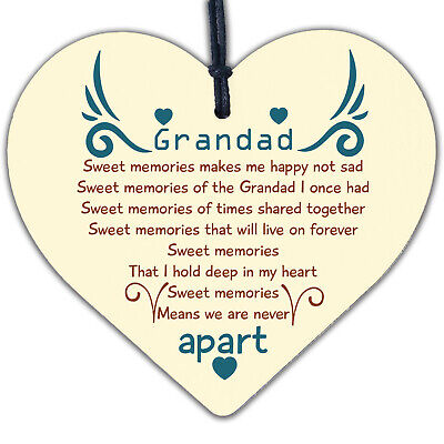 Grandad Grandfather Memorial Plaques Wooden Heart Sign Ornament Christmas