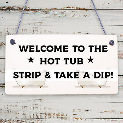 Funny Hot Tub Sign Engraved Wood Sign Wall Door Sign Summerhouse Shed Plaque