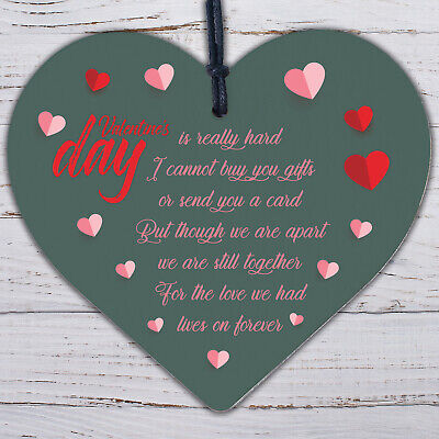 Husband Wife Valentines Day Memorial Graveside Poem Wood Heart Hanging Sign Gift