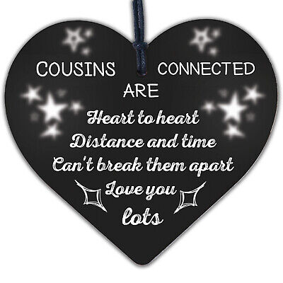 Birthday Christmas Gift For Cousin Wood Heart Family Friendship Keepsake Plaque