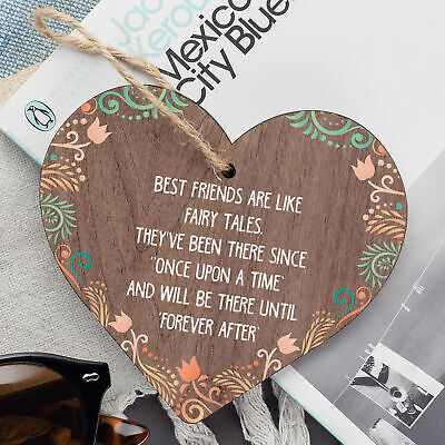 Best Friend Friendship Plaque Wooden Heart Thank You Christmas Birthday Gifts