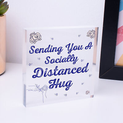 Socially Distanced Hug Gift Engraved Heart Special Gift For Friend Lockdown