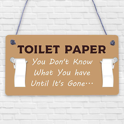 Toilet Paper Gone Funny Bathroom Toilet Friend Hanging Plaque Home Gift Sign