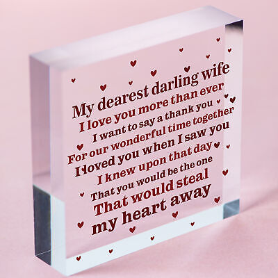 Wedding Anniversary Gift Wooden Heart Husband Wife Gift For Her Women Thank You