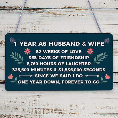 1st Wedding Anniversary Gift Plaque First Wedding Anniversary Husband Wife Gifts