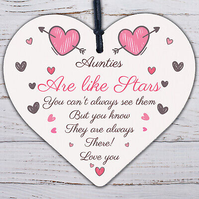 Sister Auntie Aunt Aunty Wood Heart Plaque Sign Birthday Thank You Keepsake Gift