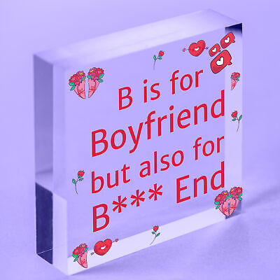 Boyfriend Funny Gifts For Birthday Christmas Wooden Heart Keepsake Plaque Gifts