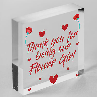 Thank You For Being Our Flower Girl Gift Engraved Heart Wedding Gift Keepsake