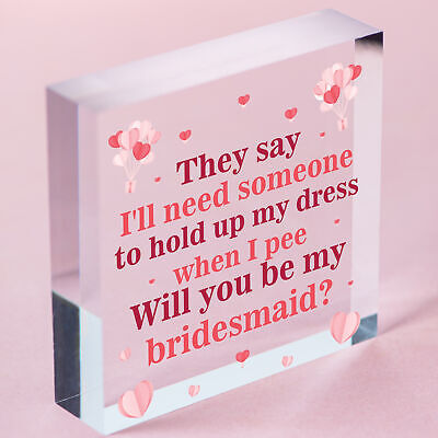 Will You Be My Bridesmaid Wooden Hanging Heart Wedding Invitation GIFTS Favours