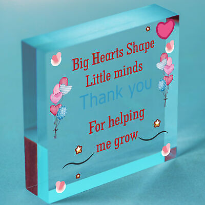 Teacher Leaving Gift Nursery Wooden Heart Plaque Childminder Preschool Thank You