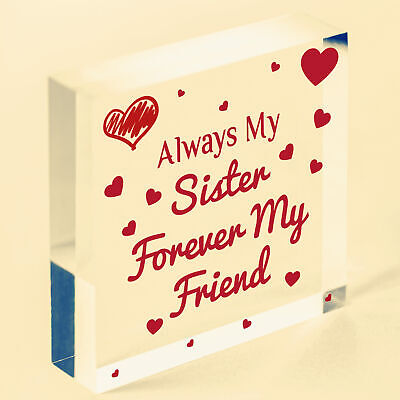 Always My Sister Forever My Friend Wooden Hanging Heart Gift Sisters Love Plaque