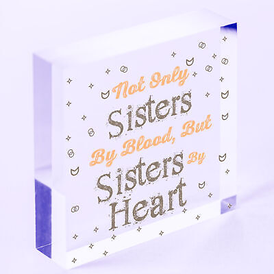 Sisters By Heart Wooden Hanging Heart Shaped Best Sister Plaque Love Gift Sign