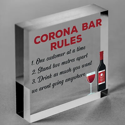 Funny Corona Bar Rules Sign Hanging Garden Pub Bar Sign Alcohol Beer Gift