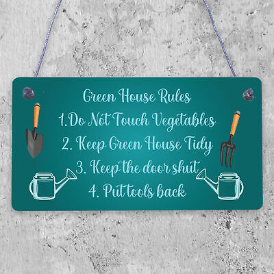 Greenhouse Rules Sign Hanging Garden Shed Sign Gift For Family Home Gift