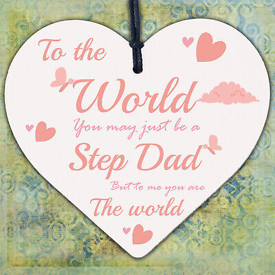 Step Dad Daddy Gifts Christmas Birthday Wooden Heart Plaque Sign Gift Keepsake