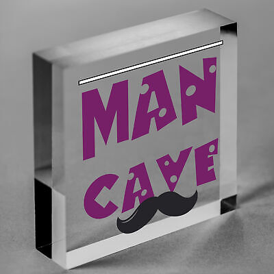 Man Cave Moustache Novelty Wooden Hanging Plaque Funny Sign Classy Husband Gift