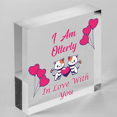 Otterly In Love With You Wooden Hanging Heart Plaque Cute Valentines Gift Sign