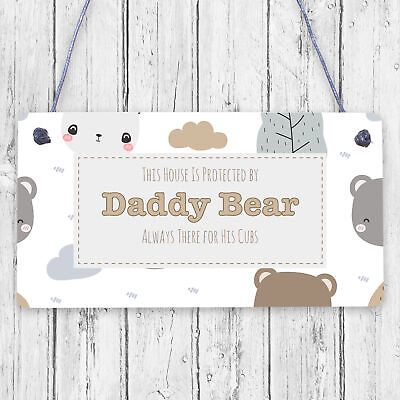 Daddy Bear There For His Cubs Father's Day Hanging Plaque Dad Grandad Gift Sign