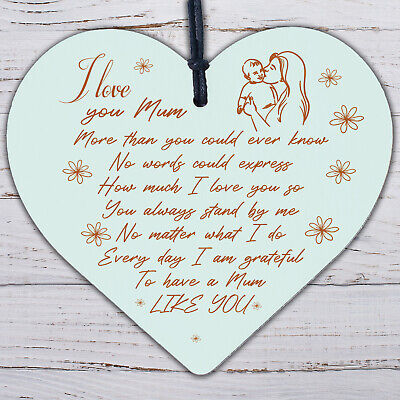 THANK YOU MUM And DAD Gift For Birthday Christmas Wood Heart Keepsake Plaques