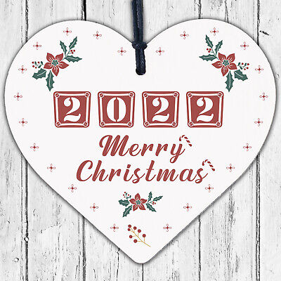 Christmas Bauble Family Xmas Tree Decoration Lockdown Year Wood Heart