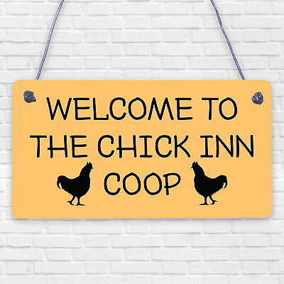 Welcome Chicken Coop Sign Outdoor Garden Shed Plaque Chicken Hen Gifts