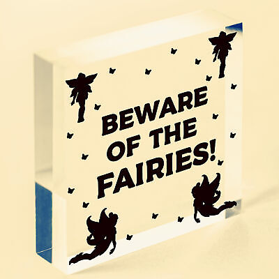 Beware Of The Fairies Funny Garden Sign House Door Wall Plaque Fairy Garden Gift