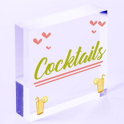 Cocktail Neon Effect Hanging Plaque Home Bar Pub Sign Friendship Man Cave Sign