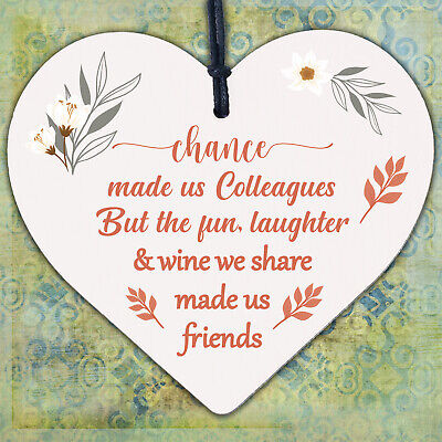 Colleagues Fun, Laughter & Wine Novelty Wooden Heart Leaving Gift Plaque