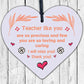 Teacher Leaving Gift Wood Hanging Heart Plaque Term End Present Thank You Sign