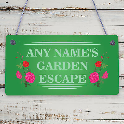 Personalised Garden Sign For Outdoors Garden Escape Sign Any Name Floral Sign