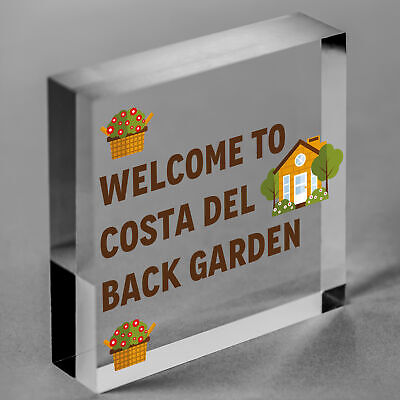 Costa Del Back Garden Funny Garden Sign Hanging Summerhouse Sign Home Gift