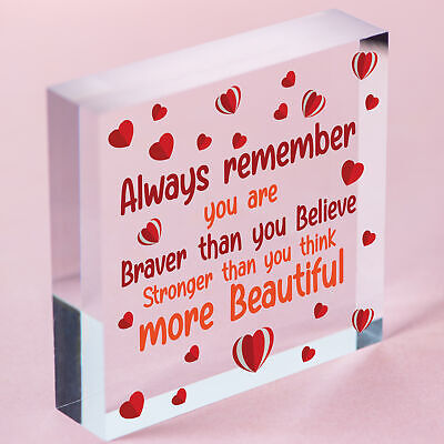 Braver Stronger Smarter & Beautiful Wooden Heart Friendship Plaque Sign