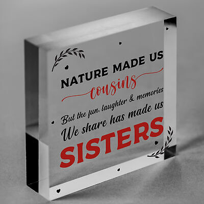 Cousins Sister Gifts Wooden Heart Chic Plaque Family Friendship Thank You Gift