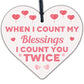 Blessings Count You Twice Wooden Hanging Heart Plaque Friendship Love Gift Sign