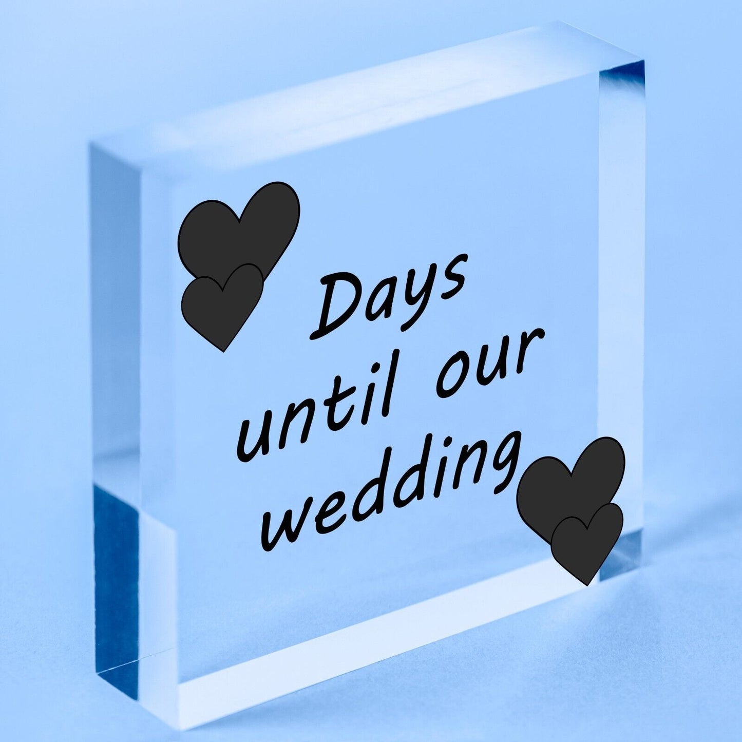 Wedding Countdown Plaque Sign Engagement Gift Mr & Mrs Present Block