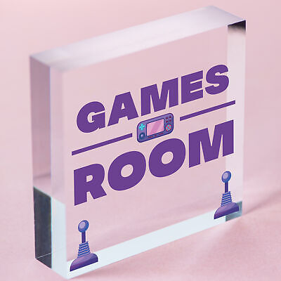 Games Room Man Cave Hanging Plaque Gift For Him Boys Bedroom Plaque Sign