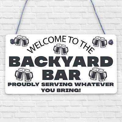 Welcome Backyard Bar Sign Hanging Home Bar Sign Garden Plaque Alcohol Gift