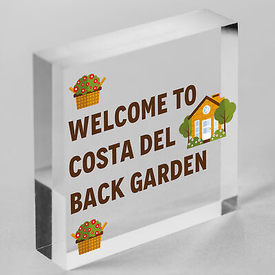 Costa Del Back Garden Funny Garden Sign Hanging Summerhouse Sign Home Gift