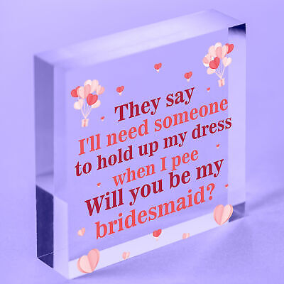 Will You Be My Bridesmaid Wooden Hanging Heart Wedding Invitation GIFTS Favours