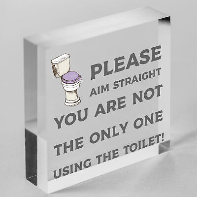 Funny Bathroom Sign Loo Decor Aim Straight Humorous Wall Plaque Home Gift