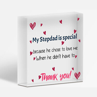 Stepdad Wood Heart FATHERS DAY Gifts For Him Daughter Son Birthday Thank You