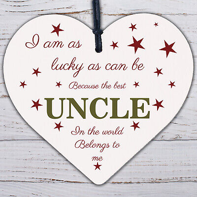 UNCLE BROTHER DAD Novelty Wooden Heart Plaque Birthday Christmas Gift For Uncle