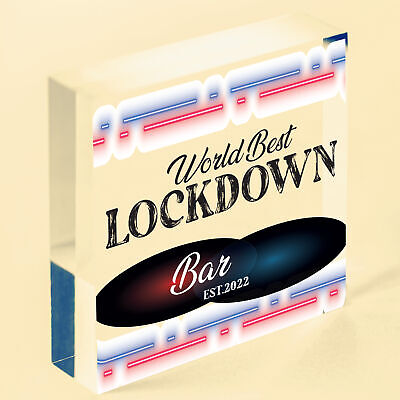 BEST LOCKDOWN BAR Funny Home Bar Sign Man Cave Plaque Alcohol Beer Gin Gift