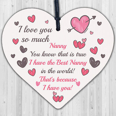 Special Gift For Nanny Wood Heart Nan Birthday Gift Grandparent Plaque Love Sign