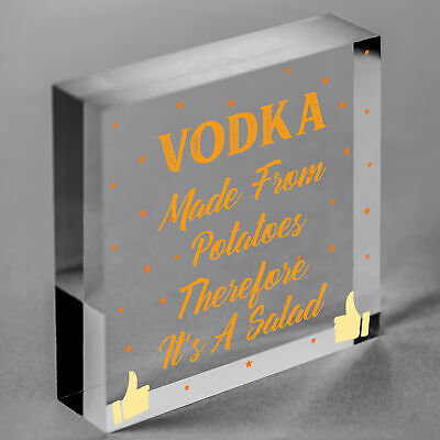 Vodka Salad Funny Alcohol Man Cave Friendship Hanging Plaque Pub Bar Gift Sign