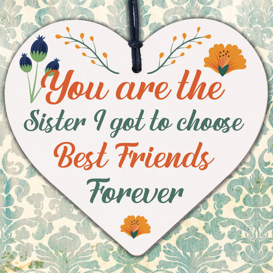 Thank You Sister Gift Best Friend Wood Heart Love Plaque Frendship Gift