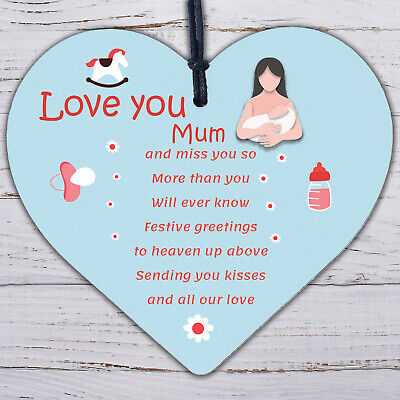 Love You Mum Christmas Memorial Tree Decoration In Memory Plaque Hanging Heart